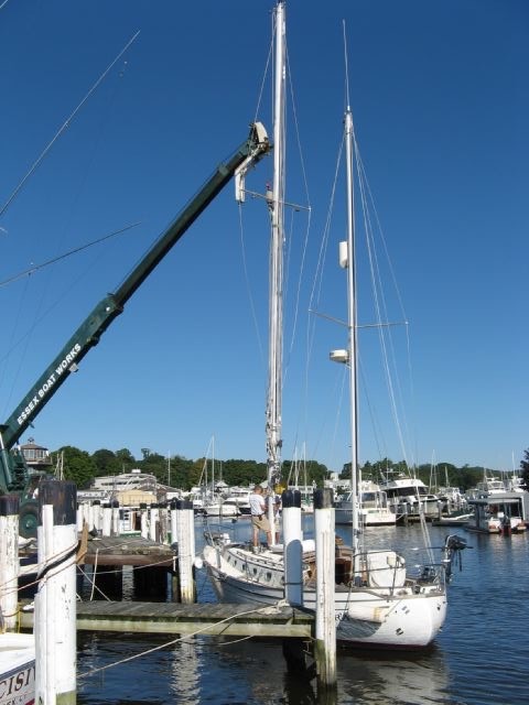 The main mast comes up