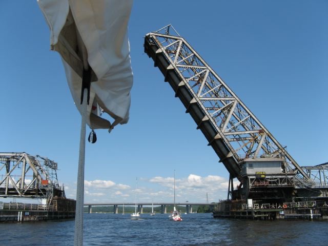 Leaving the East Lyme, CT railroad bridge behind