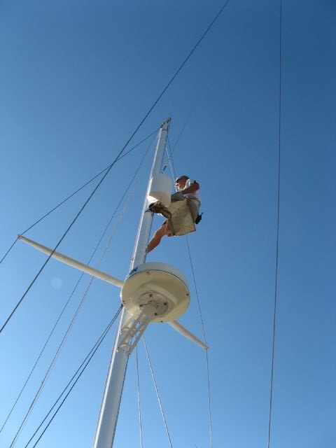 The rigger goes up
